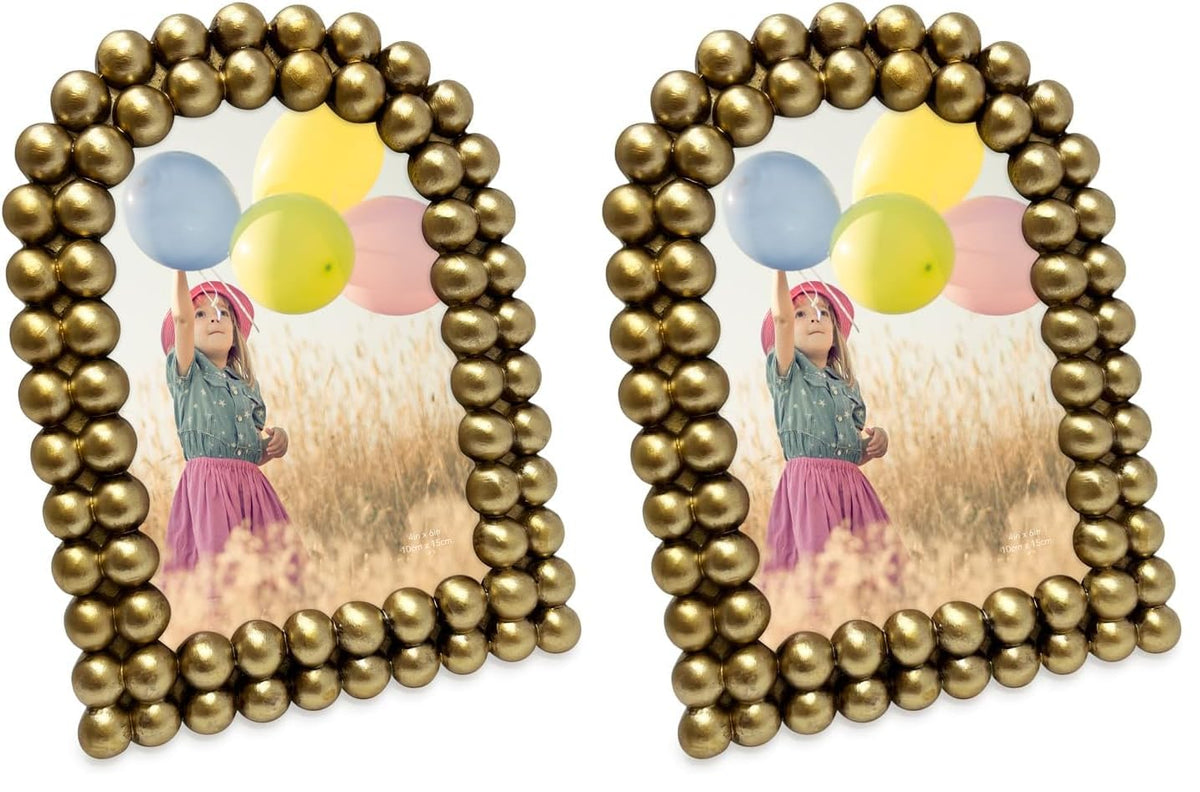 Isaac Jacobs 4x6 Glossy Rosemary Double Bauble Arch Photo Frame w/Easel
