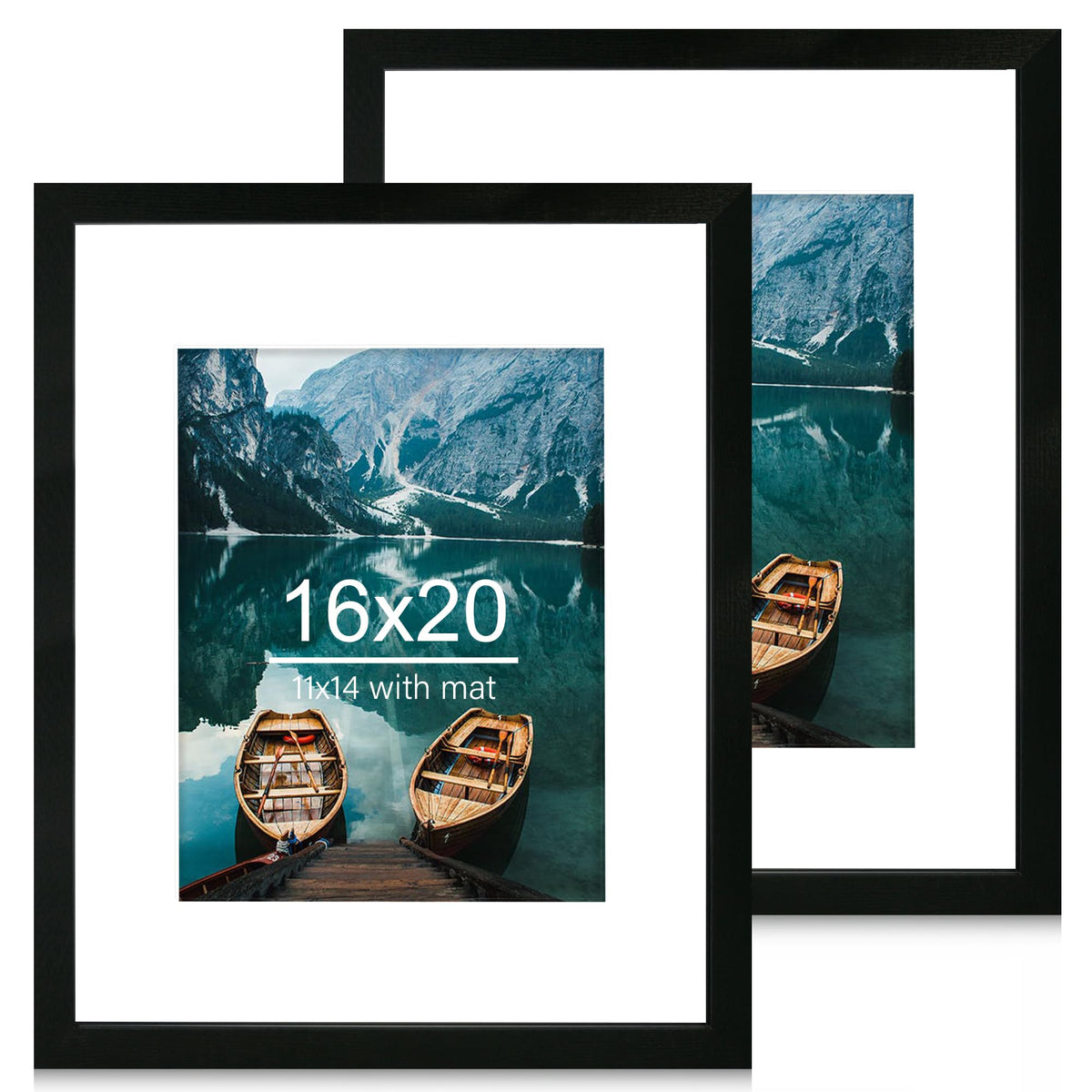 Hongkee 5x7 Picture Frame Set of 2, Real Glass and Wood Frame for Mat 4x6