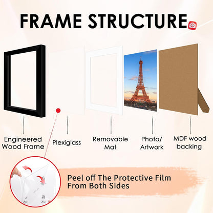 FIXSMITH 10 Pack Picture Frames Collage Wall Decor for Mounting or Tabletop Display, Gallery Wall Frame Set with Two 8x10 Black Frames, Four 5x7 Frames and Four 4x6 Frames, Multi-Pack Photo Frame Set