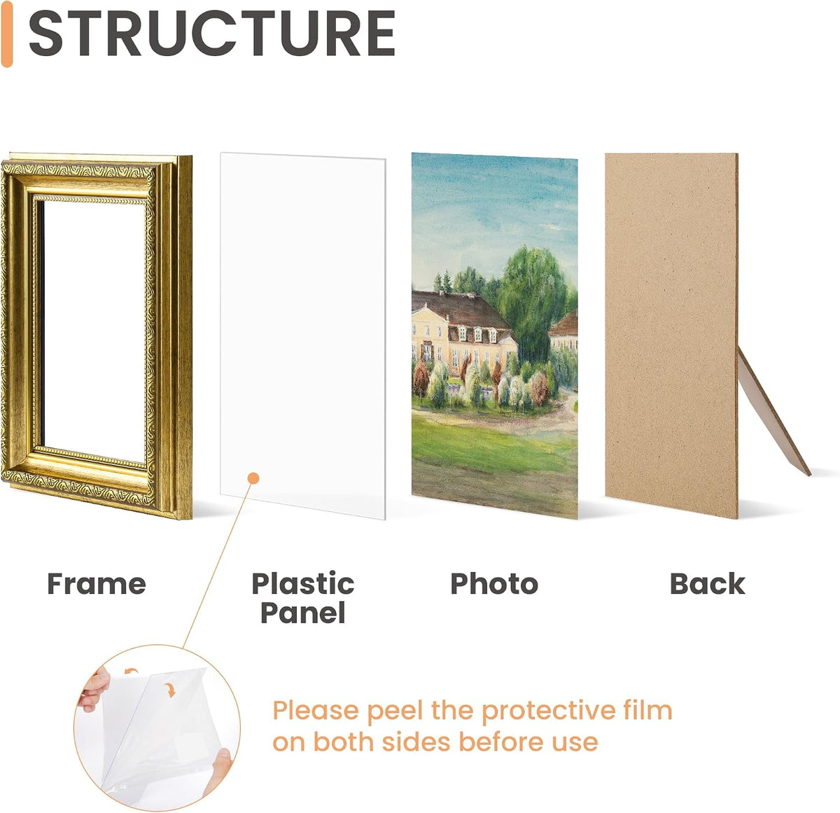 upsimples Vintage 5x7 Picture Frame, Antique Gold Frames, 2 Pack