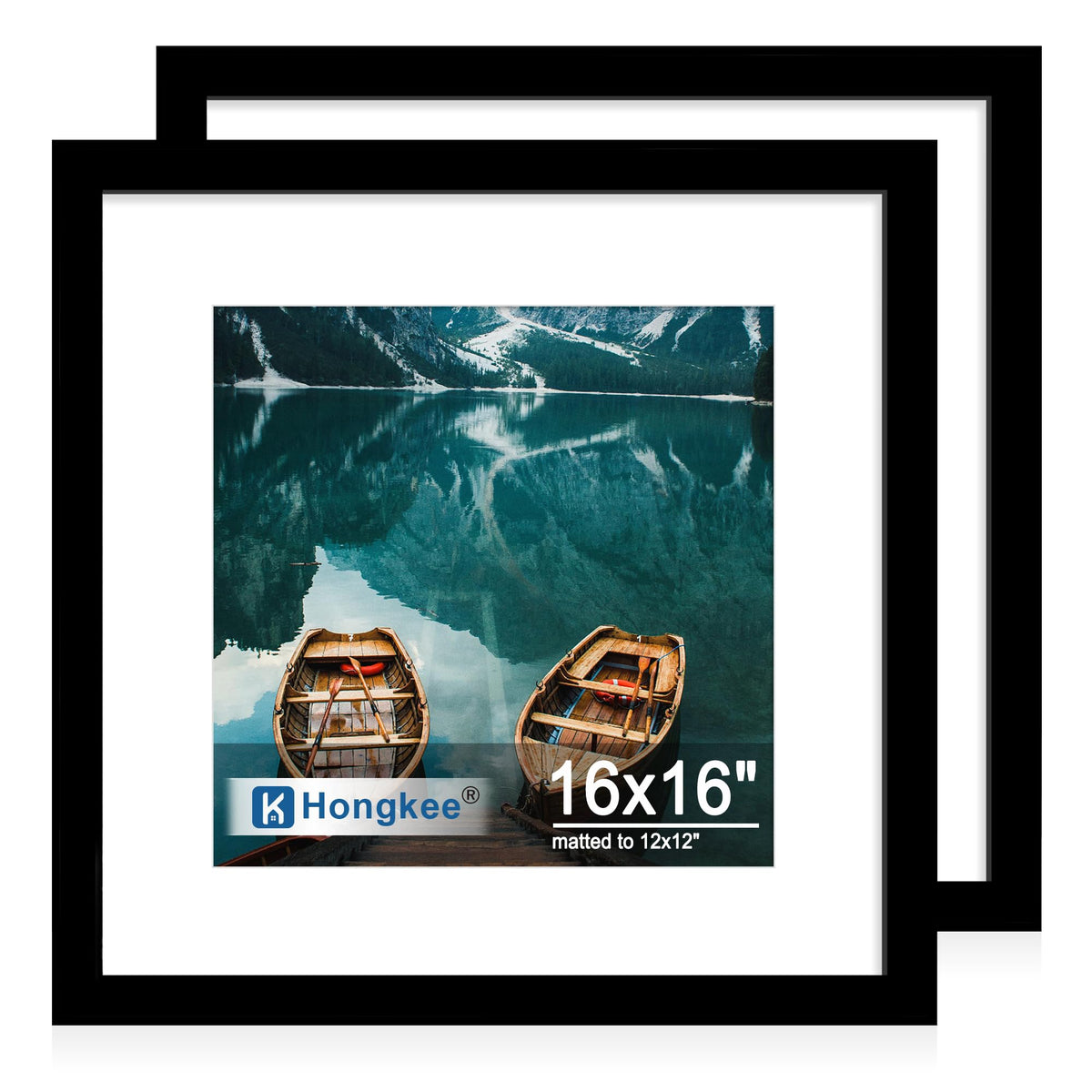 Hongkee 5x7 Picture Frame Set of 2, Real Glass and Wood Frame for Mat 4x6