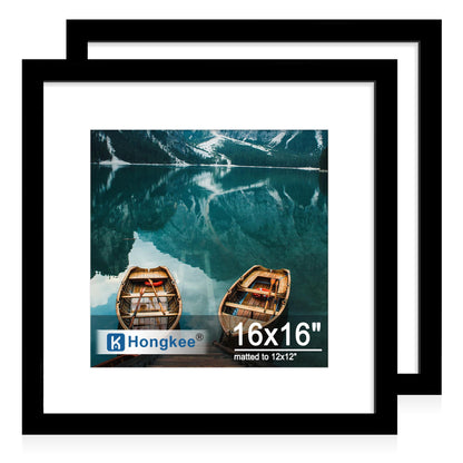 Hongkee 5x7 Picture Frame Set of 2, Real Glass and Wood Frame for Mat 4x6