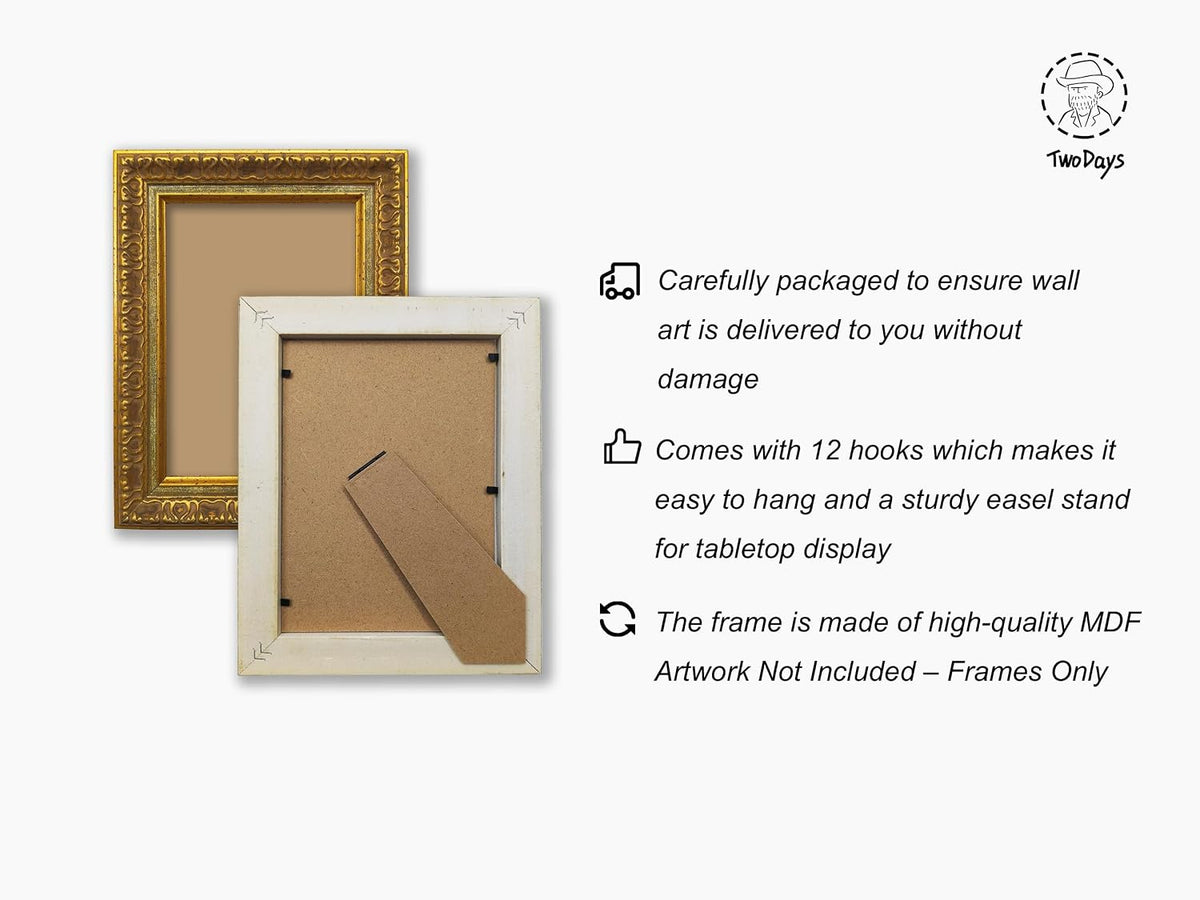TwoDays Vintage Picture Frame Set, Antique Gold and Brass, 12-Piece