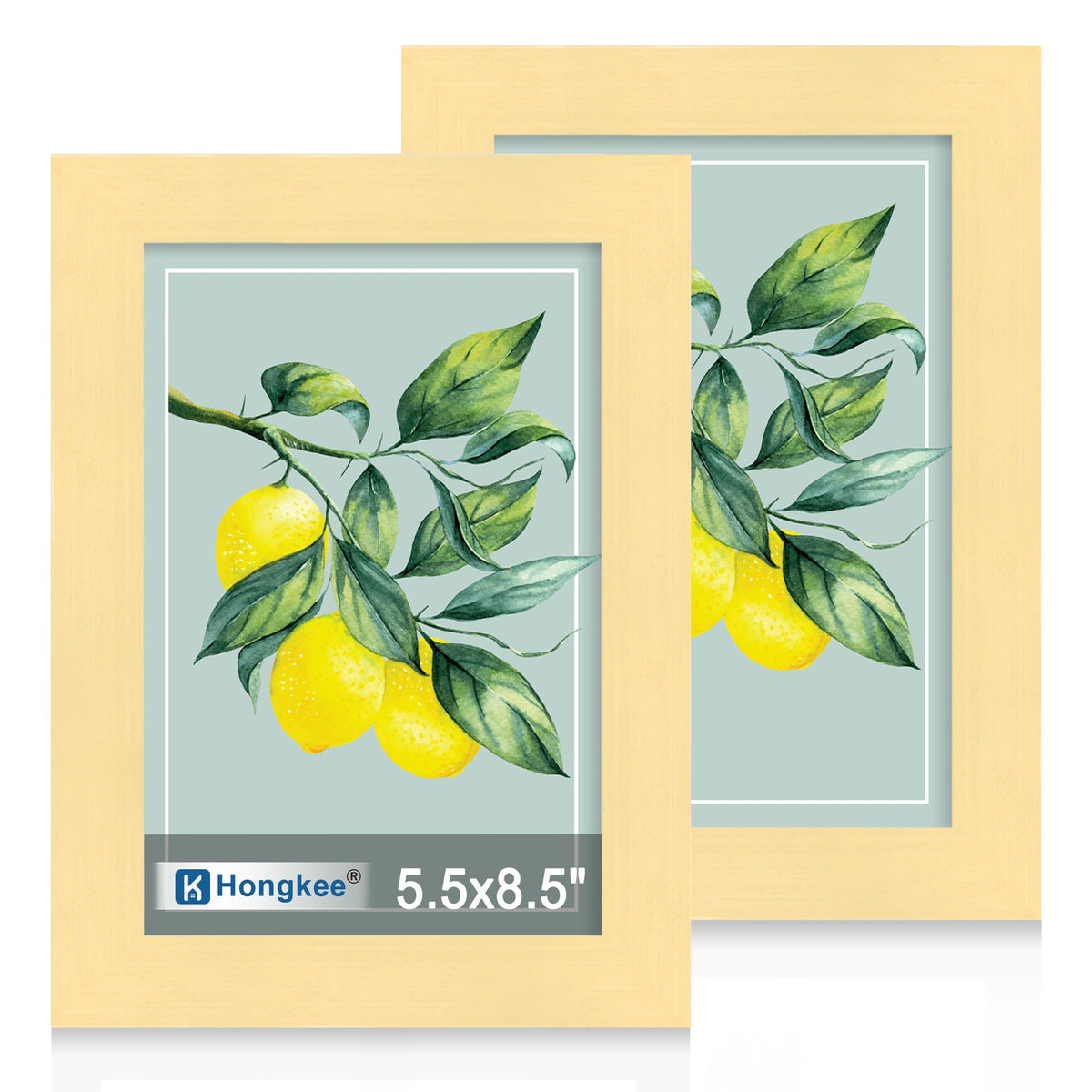 Hongkee 5x7 Picture Frame Set of 2, Real Glass and Wood Frame for Mat 4x6