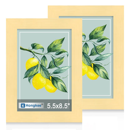Hongkee 5x7 Picture Frame Set of 2, Real Glass and Wood Frame for Mat 4x6