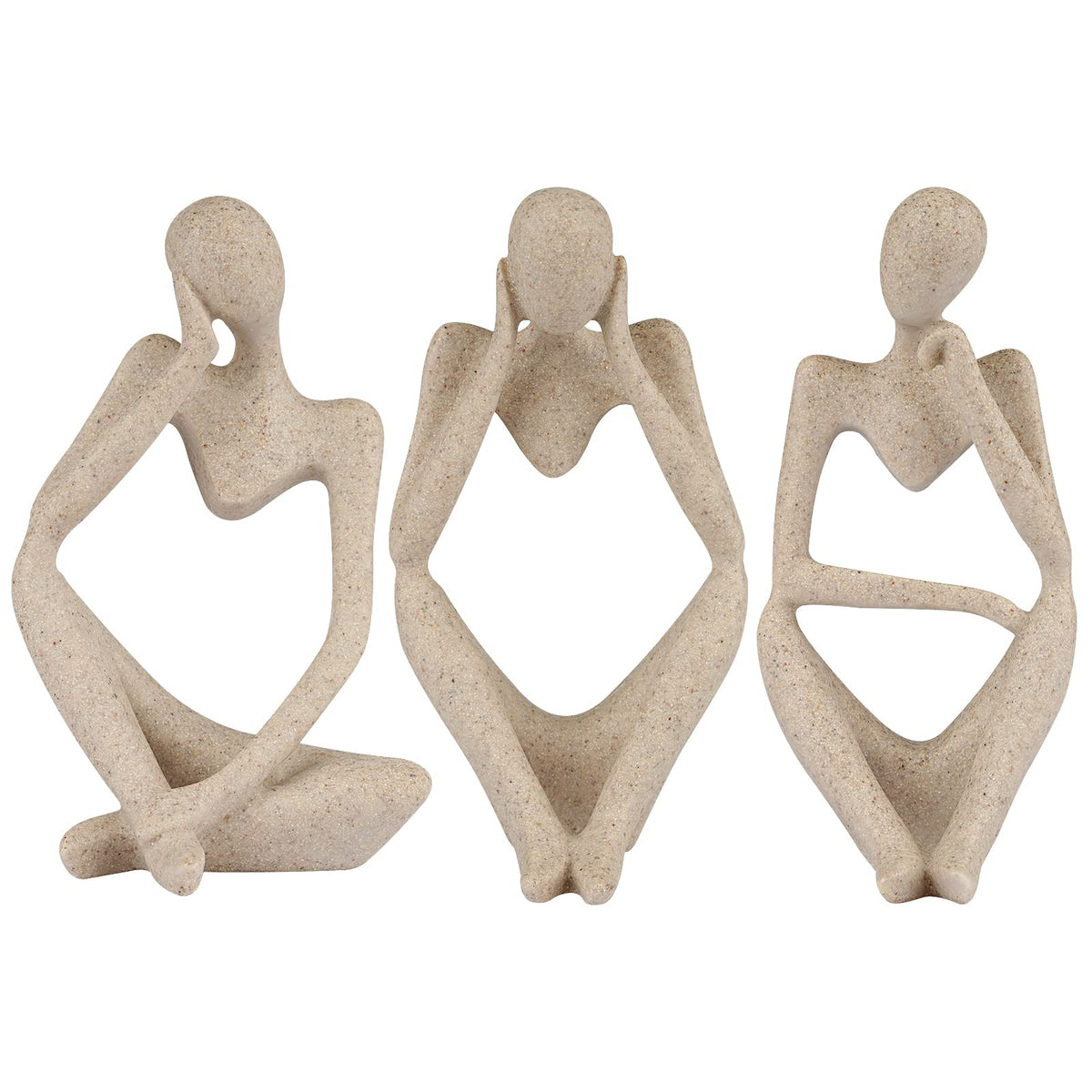 Sandstone Resin Thinker Statue Style Abstract Sculpture, Sandstone, Left