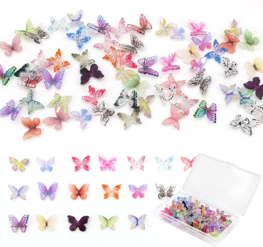 60Pcs Mini Resin Butterflies, Miniature Dollhouse Accessories Tiny Butterflies for Crafts, Mini Resin Animals Figurines for DIY Fairy Garden Dollhouse Micro Landscaping Decoration