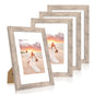 iRahmen 8x10 Picture Frame Set of 4, High Definition Real Glass Rustic Brown Frame, 8 x 10 Wood Photo Frames for Desktop Display and Wall Mounting
