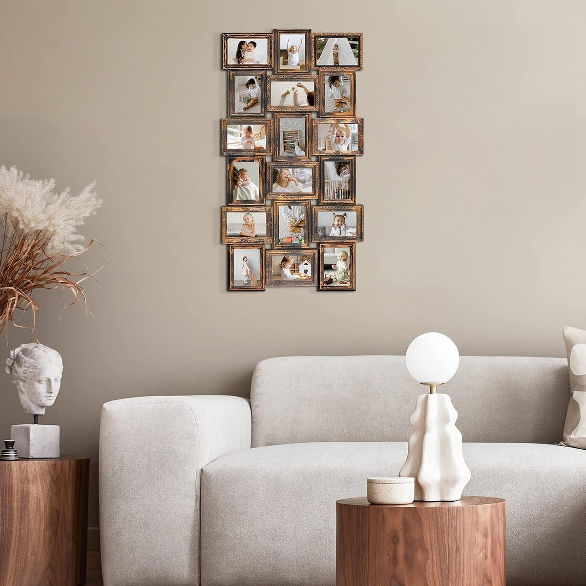 HELLO LAURA - 4x6 Picture Frame Collage Large Photo Collage Frame for Wall 18 Openings Picture Frames Photo Frame Collage Wall Decor for Living Room Bedroom - Rusted Gold
