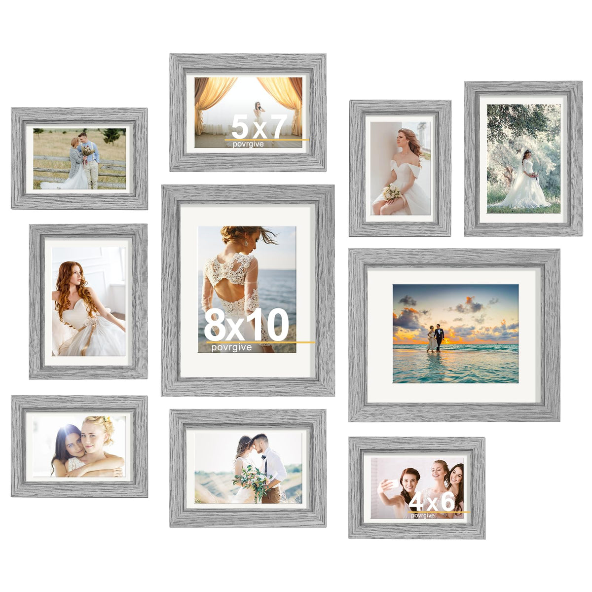 Povrgive Picture Frames Collage Wall Decor, Gallery Wall Frame Set of 10