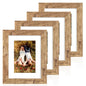 iRahmen 8x10 Picture Frame Set of 4, High Definition Real Glass Rustic Brown Frame, 8 x 10 Wood Photo Frames for Desktop Display and Wall Mounting