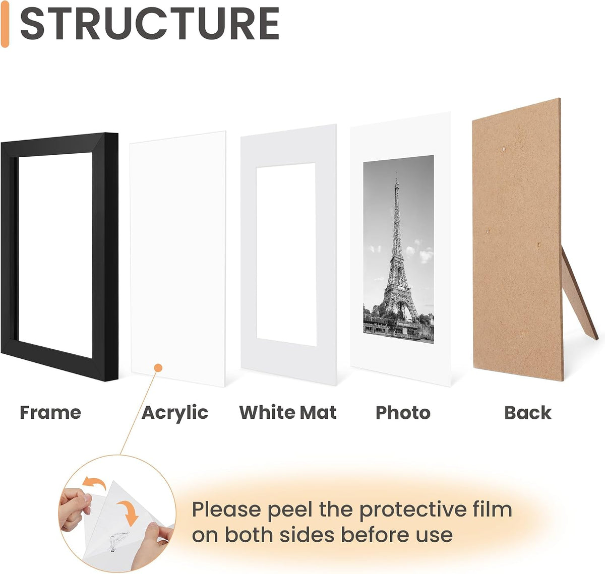 upsimples 4x6 Picture Frame, Photo Collage Wall Decor Set of 10, Black
