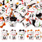 Soulchen 50 Pcs Mini Resin Cat Figurines Lucky Statue Welcome Cat Gold