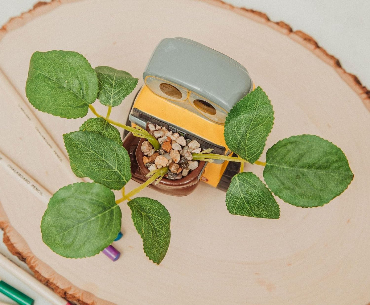 Silver Buffalo Disney Pixar WALL-E 4-Inch Ceramic Mini Planter with Artificial Succulent | Cute Small Flower Pot, Faux Indoor Plant for Desk Shelf