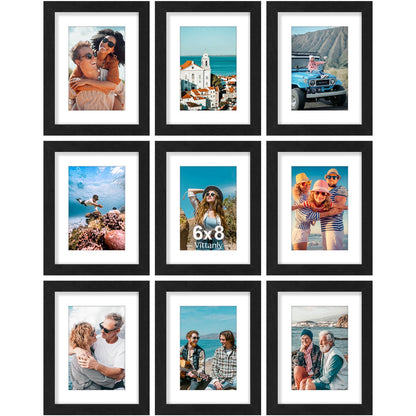 Vittanly 8x10 Picture Frames Set of 9 for Wall or Tabletop Display, Gold