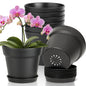T4U Small Plant Pots 4 Inch 8 Pack, Plastic Indoor Flower Pots Saucer White