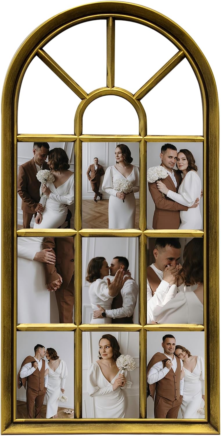 J.M.Deco Arched Collage Picture Frames Wall for Decor 9 Pieces 4 x 6 Photos