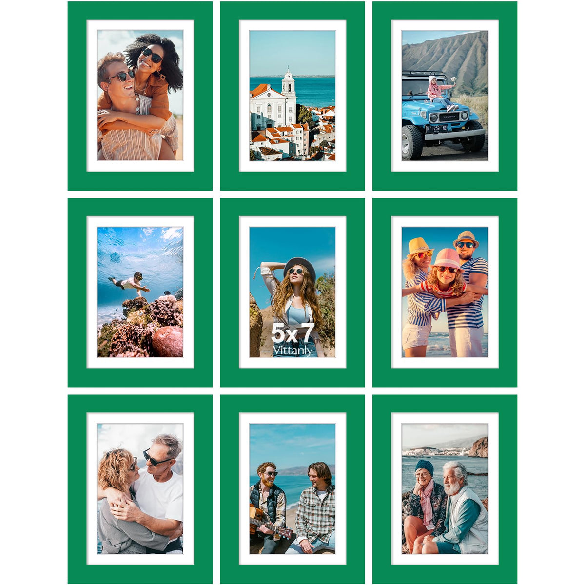 Vittanly 8x10 Picture Frames Set of 9 for Wall or Tabletop Display, Gold