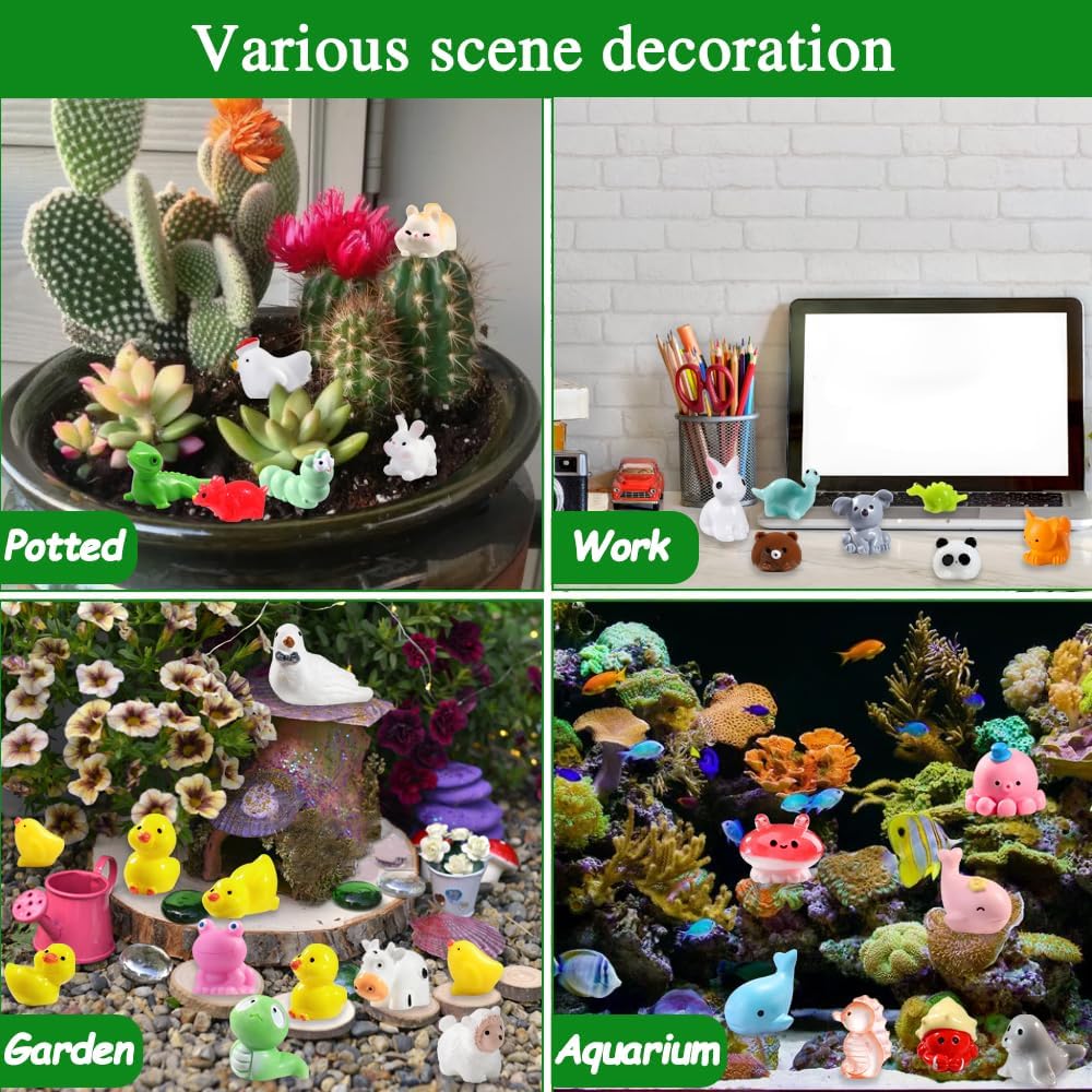 DULEFUN 150pcs Mini Resin Animals, Colorful Duck Figurine Hide DIY Decor