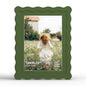 4x6 Picture Frame with Mat for 3.5x5, Wavy Edge Wooden Real Glass Photo Frame for Tabletop and Wall Hanging, Green, 1 Pack