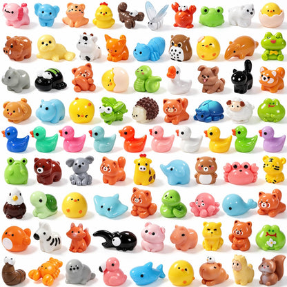 DIYDEC 40pcs Mini Resin Animal 40 Styles Tiny Resin Animals Miniature Little Small Animal Figures Bulk for Micro Fairy Garden Landscape Accessories Dollhouse Hide Crafts Decor Aquarium Toys