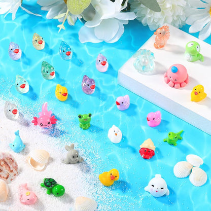 DULEFUN 150pcs Mini Resin Animals, Colorful Duck Figurine Hide DIY Decor