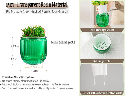 Melphoe Self Watering Pots for Indoor Plants Planter, 4.3 Inch 2 Pack Planters Self Watering Plant Pots for Flower, Houseplants, Succulent, African Violets and Cactus with Drainage
