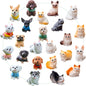 24 Pcs Mini Cat Dog Figurines, Realistic Resin Animal, Miniature Figurines