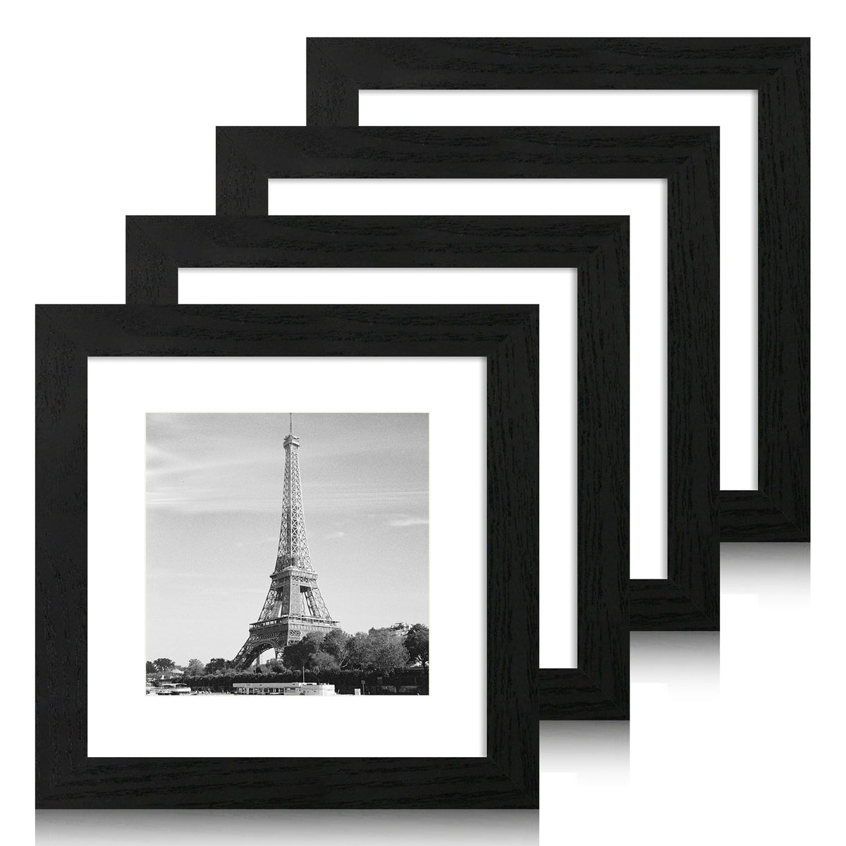 iRahmen 8x10 Picture Frame Set of 4, High Definition Real Glass Rustic Brown Frame, 8 x 10 Wood Photo Frames for Desktop Display and Wall Mounting