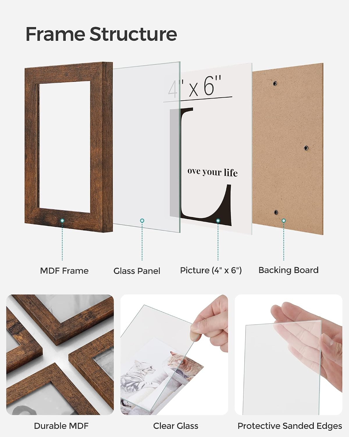 SONGMICS 12-Pack 4 x 6 Collage Picture Frames with Glass Front