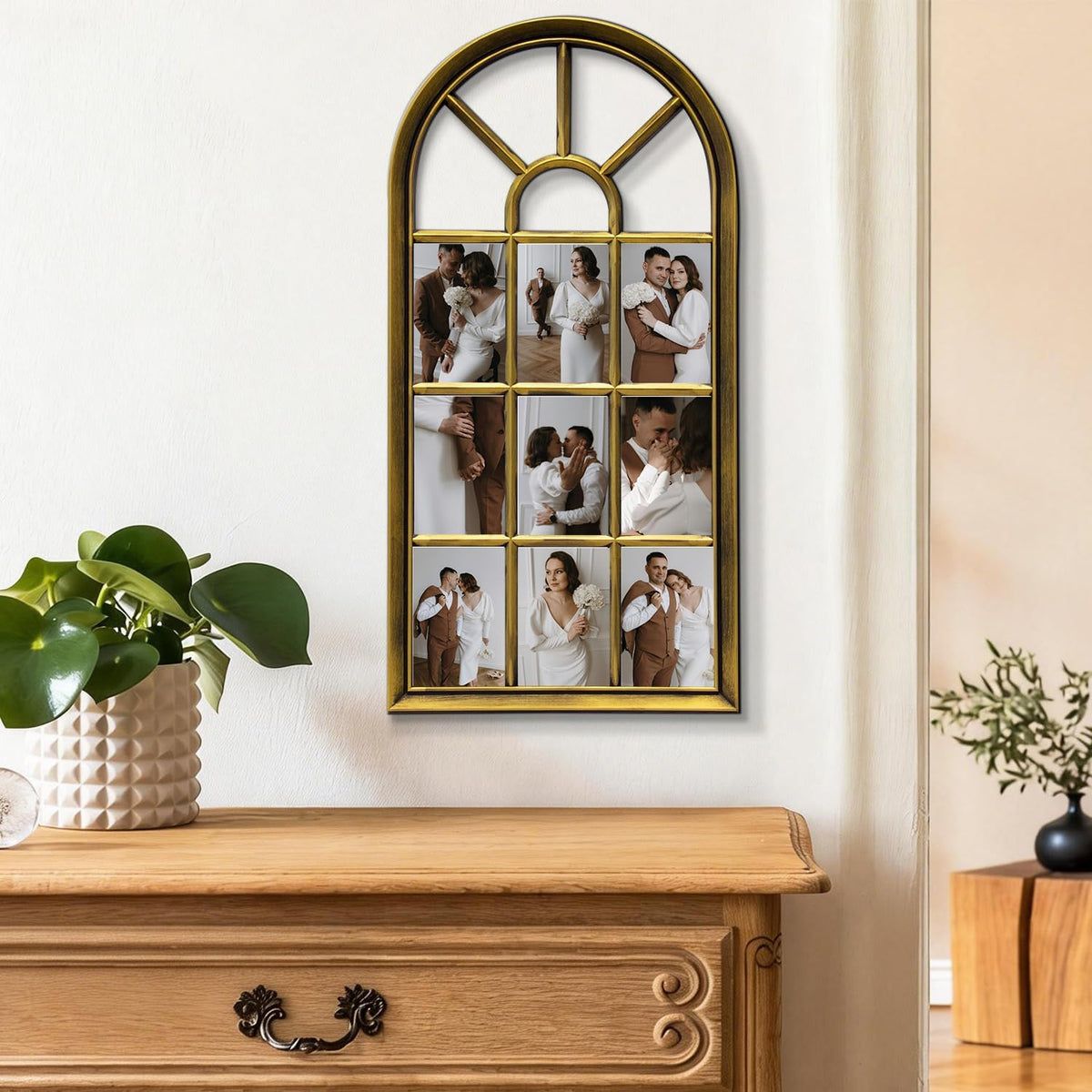 J.M.Deco Arched Collage Picture Frames Wall for Decor 9 Pieces 4 x 6 Photos