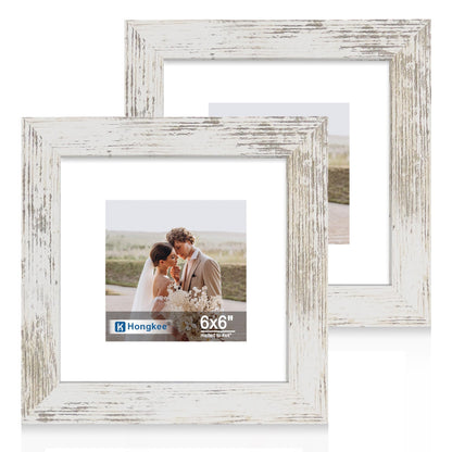 Hongkee 5x7 Picture Frame Set of 2, Real Glass and Wood Frame for Mat 4x6