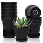 T4U Small Plant Pots 5 Inch 18 Pack, Plastic Flower Pots with Saucer White