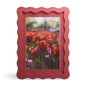 4x6 Picture Frame with Mat for 3.5x5, Wavy Edge Wooden Real Glass Photo Frame for Tabletop and Wall Hanging, Green, 1 Pack