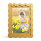 4x6 Picture Frame with Mat for 3.5x5, Wavy Edge Wooden Real Glass Photo Frame for Tabletop and Wall Hanging, Green, 1 Pack
