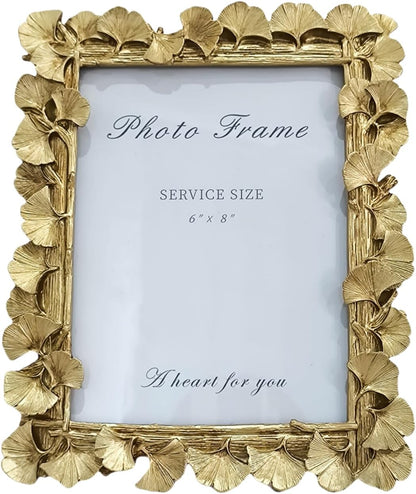Gold Ginkgo Leaf Vintage Picture Photo Frames 4x6 IN