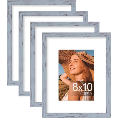 Vittanly 8x10 Picture Frames Set of 4, for Wall or Tabletop, Pale Pink
