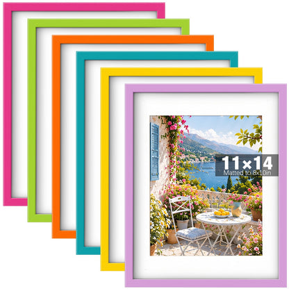 8 x 10, 5 x 7, 4 x 6 Picture Frame Set of 6, Boho Colorful Photo Frames