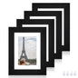 Hongkee 8x10 Picture Frame Set of 4, Real Glass and Wood Frame, 5x7 Mat