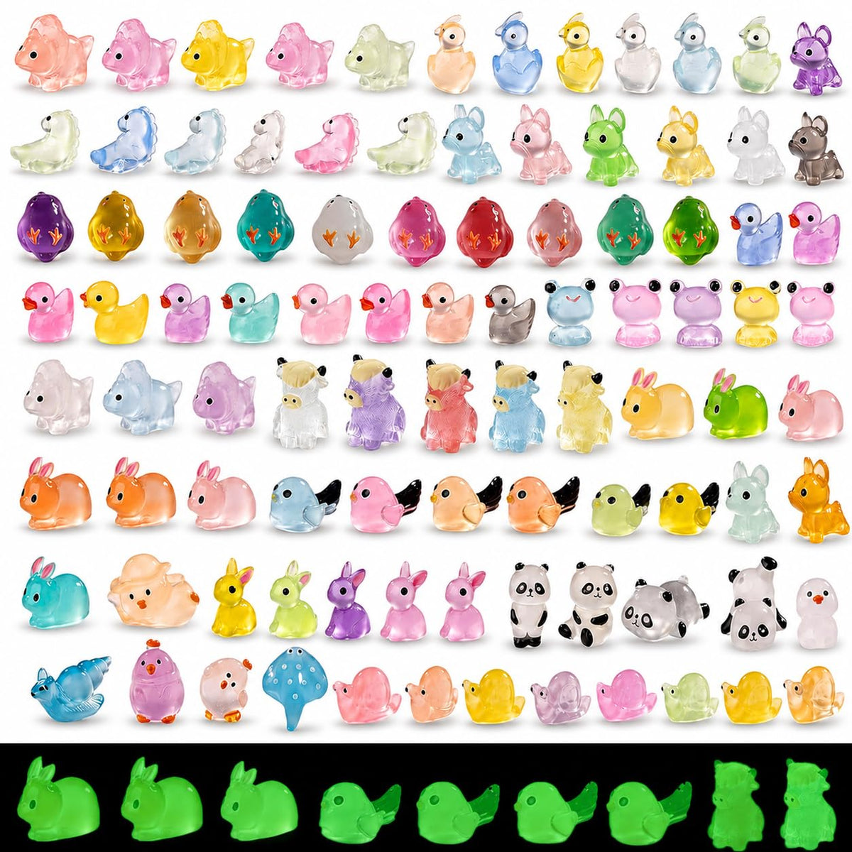 140 Pack Mini Animals Tiny Duck，Cow，Bee Figurines Bulk for Miniature Dollhouse Decor Accessories Garden Aquarium Potted Ornament Party DIY Charms Office Classroom Activity to Hide