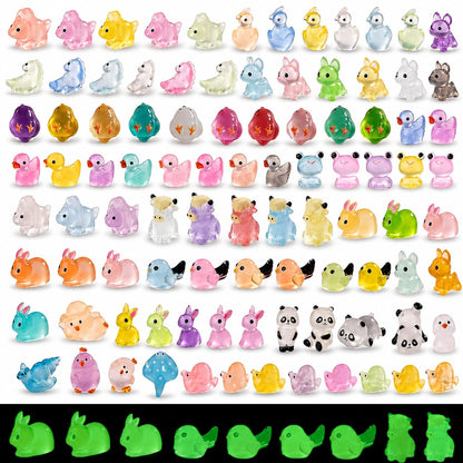 140 Pack Mini Animals Tiny Duck，Cow，Bee Figurines Bulk for Miniature Dollhouse Decor Accessories Garden Aquarium Potted Ornament Party DIY Charms Office Classroom Activity to Hide