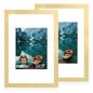 Hongkee 5x7 Picture Frame Set of 2, Real Glass and Wood Frame for Mat 4x6