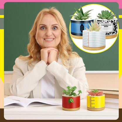 Remerry 6 Pcs Christmas Teacher Gifts Ceramic Succulent Plant Pot, Classic