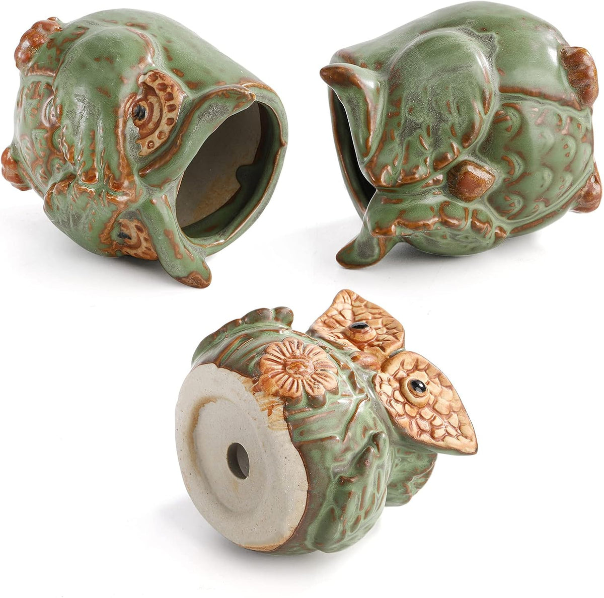 TOPZEA 10 Pack Succulent Planter Pots with Drainage Hole, Cute Owl Ceramic Small Planters Animal Tiny Flower Plant Pots Containers Indoor for Cactus, Herb, Home, Garden, Windowsill, Coffee Table Decor