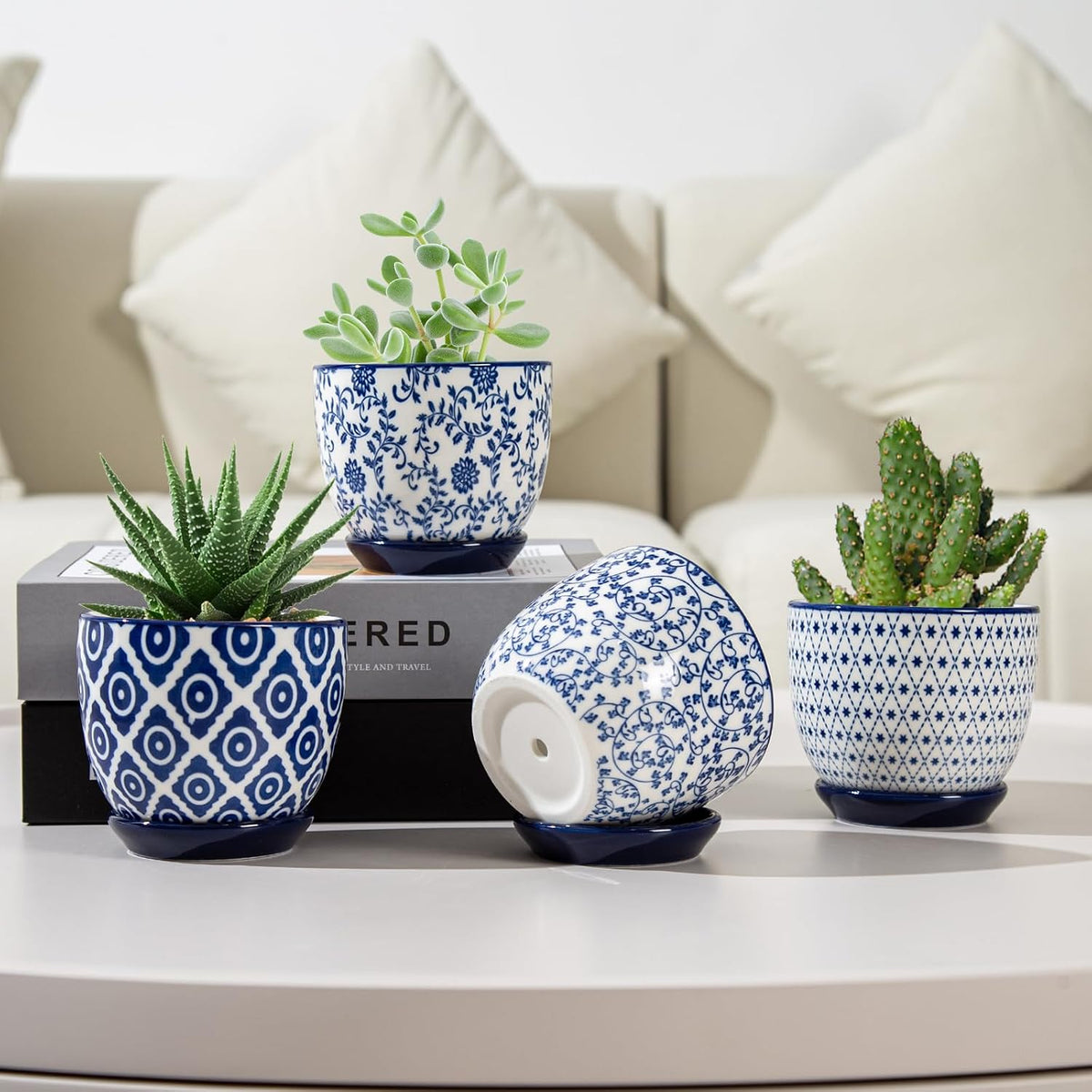 3.5 Inch Ceramic Small Succulent Planter Pots Set of 4