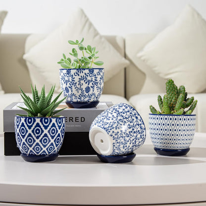 3.5 Inch Ceramic Small Succulent Planter Pots Set of 4
