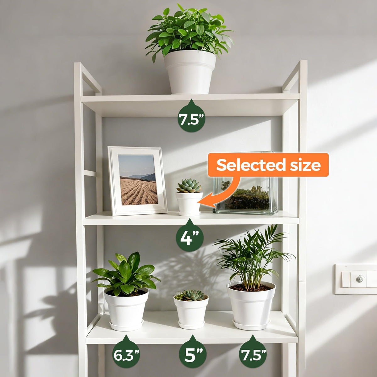 T4U Small Plant Pots 4 Inch 8 Pack, Plastic Indoor Flower Pots Saucer White