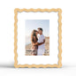 4x6 Picture Frame with Mat for 3.5x5, Wavy Edge Wooden Real Glass Photo Frame for Tabletop and Wall Hanging, Green, 1 Pack