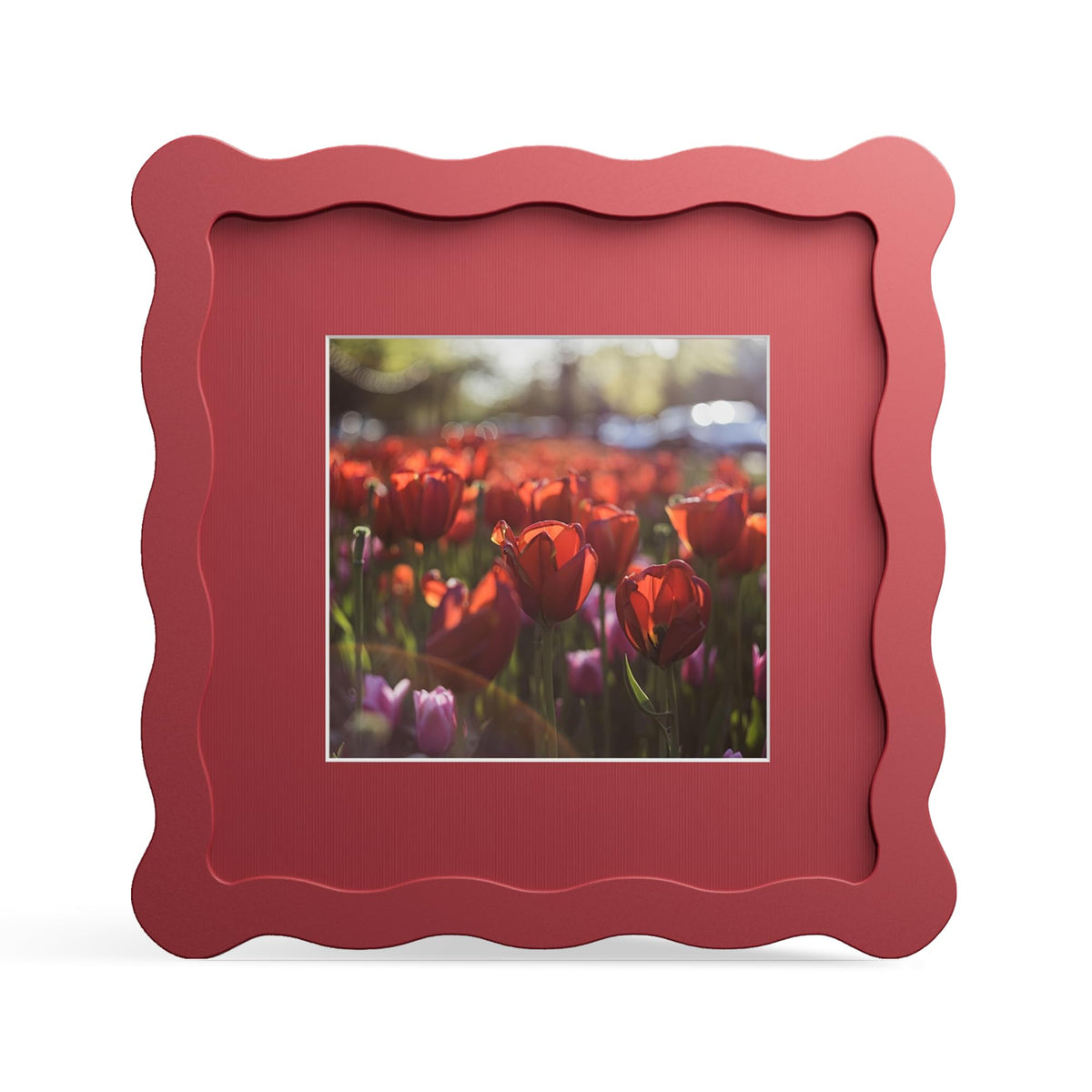 4x6 Picture Frame with Mat for 3.5x5, Wavy Edge Wooden Real Glass Photo Frame for Tabletop and Wall Hanging, Green, 1 Pack