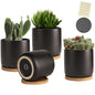 4 Inch Ceramic Plant Pot with Saucer, White Planters Pots with Drainage Hole and Mesh Pads for Succulent, Snake, Cactus, Herbs - 4 Packs(Plant Not Included)